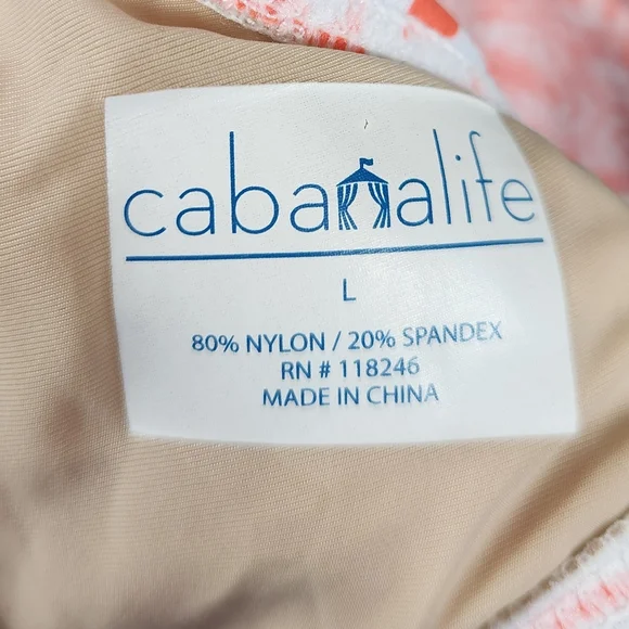 Cabana Life Preppy Beach UPF 50+ Coastal Bikini Set Swim Coral & Turquoise L - Picture 14 of 16